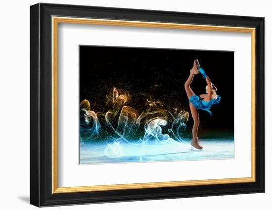 Little Girl Figure Skating at Sports Arena-Sergey Nivens-Framed Photographic Print