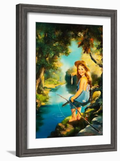 Little Girl Fishing-Maxine Stevens-Framed Art Print