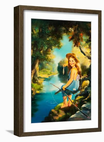 Little Girl Fishing-Maxine Stevens-Framed Art Print