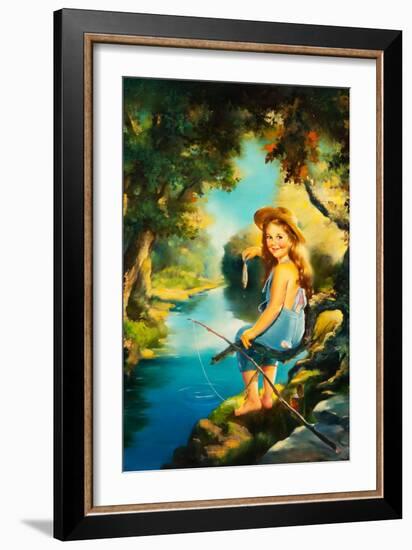 Little Girl Fishing-Maxine Stevens-Framed Art Print