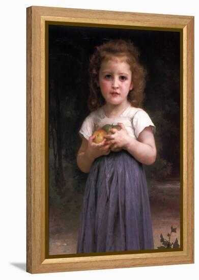 Little Girl Holding Apples in Her Hands-William Adolphe Bouguereau-Framed Stretched Canvas