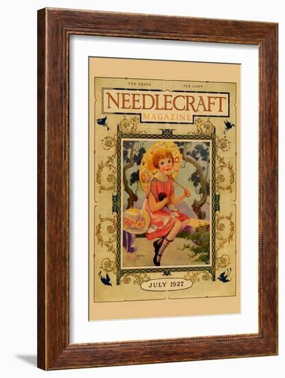 Little Girl Holds a Doll and Sports and Umbrella-null-Framed Art Print