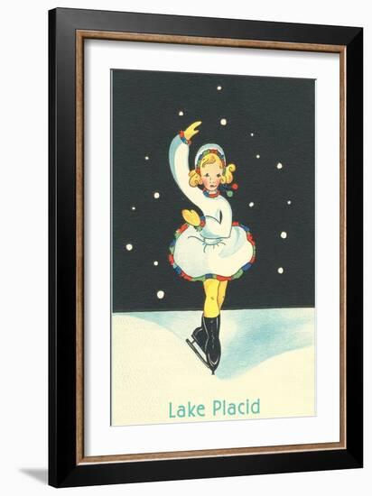 Little Girl Ice Skater in Lake Placid, New York-null-Framed Art Print