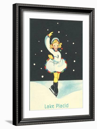 Little Girl Ice Skater in Lake Placid, New York-null-Framed Art Print