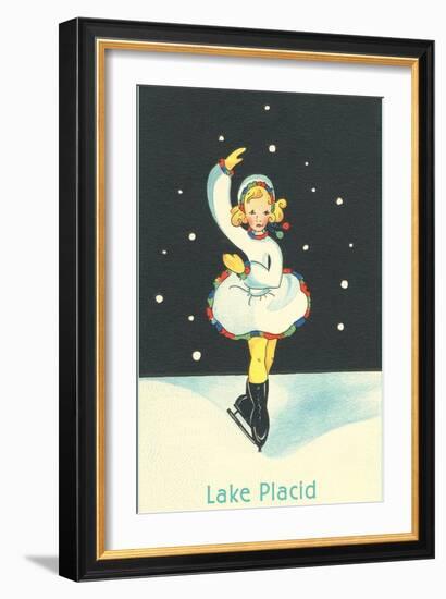 Little Girl Ice Skater in Lake Placid, New York-null-Framed Art Print