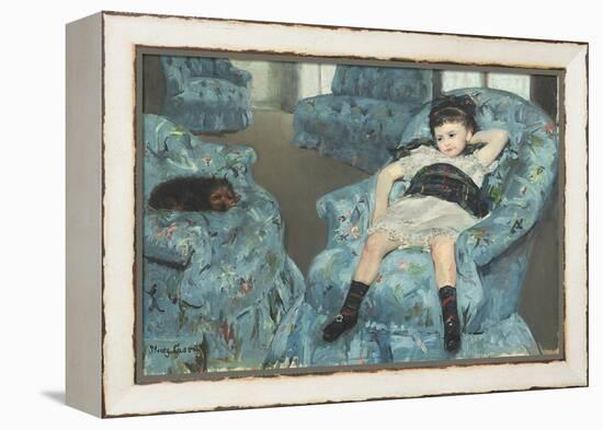 Little Girl in a Blue Armchair, 1878-Mary Cassatt-Framed Premier Image Canvas