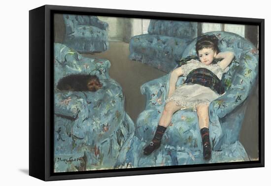 Little Girl in a Blue Armchair, 1878-Mary Cassatt-Framed Premier Image Canvas