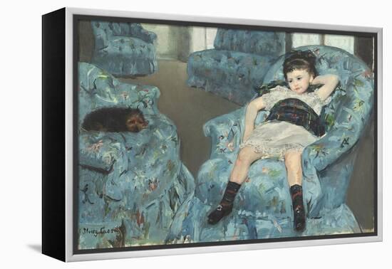 Little Girl in a Blue Armchair, 1878-Mary Cassatt-Framed Premier Image Canvas