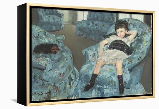 Little Girl in a Blue Armchair, 1878-Mary Cassatt-Framed Premier Image Canvas