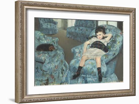 Little Girl in a Blue Armchair, 1878-Mary Cassatt-Framed Giclee Print