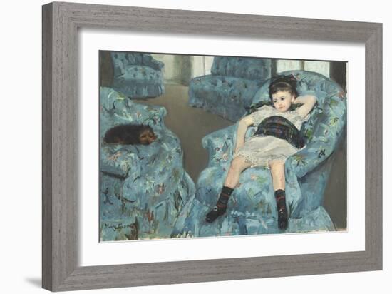 Little Girl in a Blue Armchair, 1878-Mary Cassatt-Framed Giclee Print