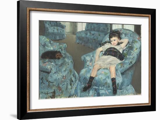 Little Girl in a Blue Armchair, 1878-Mary Cassatt-Framed Giclee Print