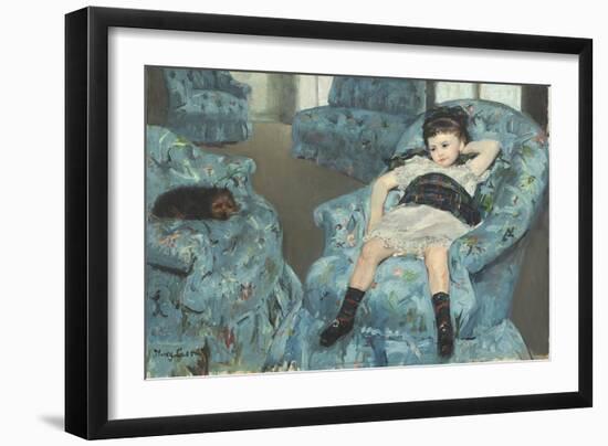 Little Girl in a Blue Armchair, 1878-Mary Cassatt-Framed Giclee Print