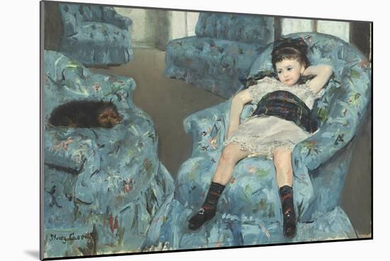 Little Girl in a Blue Armchair, 1878-Mary Cassatt-Mounted Giclee Print