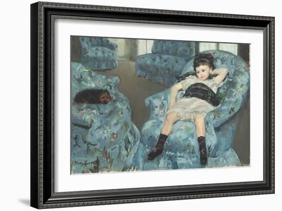 Little Girl in a Blue Armchair, 1878-Mary Cassatt-Framed Giclee Print