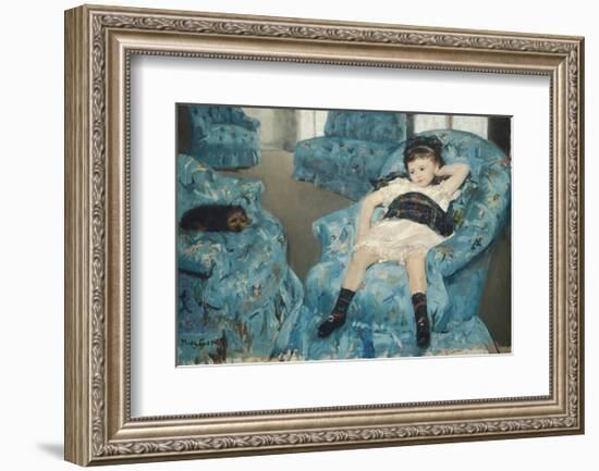 Little Girl in a Blue Armchair, c.1878-Mary Cassatt-Framed Art Print