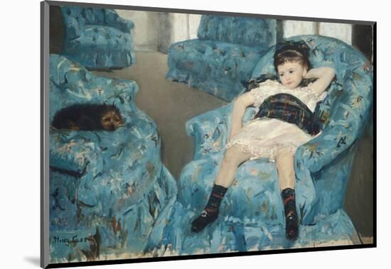 Little Girl in a Blue Armchair, c.1878-Mary Cassatt-Mounted Art Print