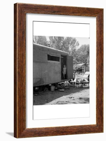 Little Girl in Hous Trailer-Dorothea Lange-Framed Art Print