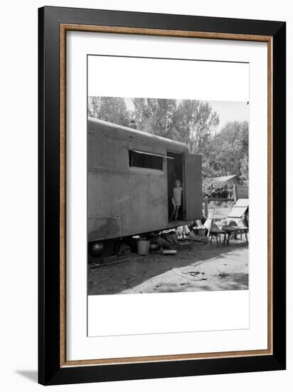 Little Girl in Hous Trailer-Dorothea Lange-Framed Art Print