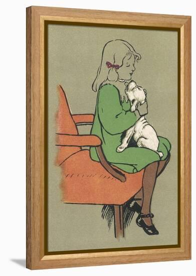 Little Girl is Licked Under the Chin by Her Affectionate White Puppy-Cecil Aldin-Framed Premier Image Canvas