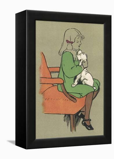Little Girl is Licked Under the Chin by Her Affectionate White Puppy-Cecil Aldin-Framed Premier Image Canvas