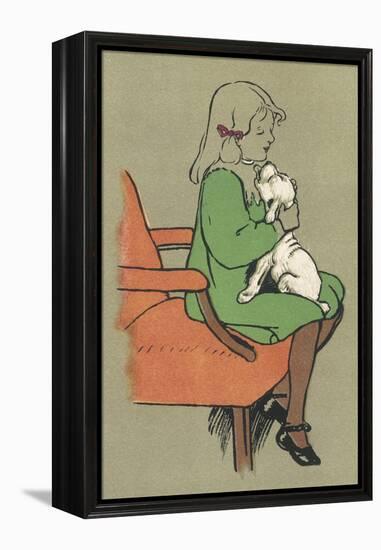 Little Girl is Licked Under the Chin by Her Affectionate White Puppy-Cecil Aldin-Framed Premier Image Canvas