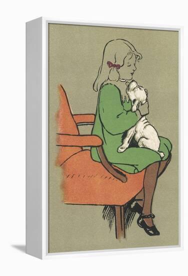 Little Girl is Licked Under the Chin by Her Affectionate White Puppy-Cecil Aldin-Framed Premier Image Canvas