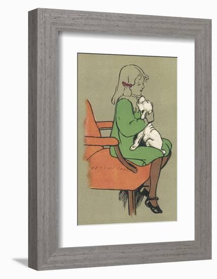 Little Girl is Licked Under the Chin by Her Affectionate White Puppy-Cecil Aldin-Framed Photographic Print