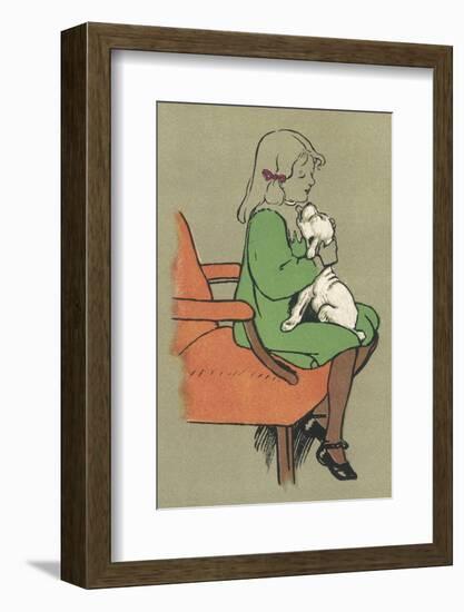Little Girl is Licked Under the Chin by Her Affectionate White Puppy-Cecil Aldin-Framed Photographic Print