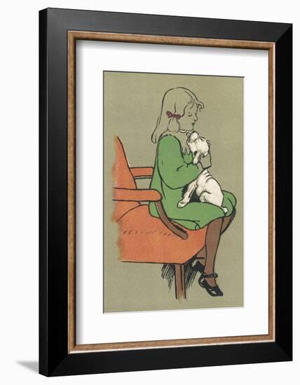 Little Girl is Licked Under the Chin by Her Affectionate White Puppy-Cecil Aldin-Framed Photographic Print