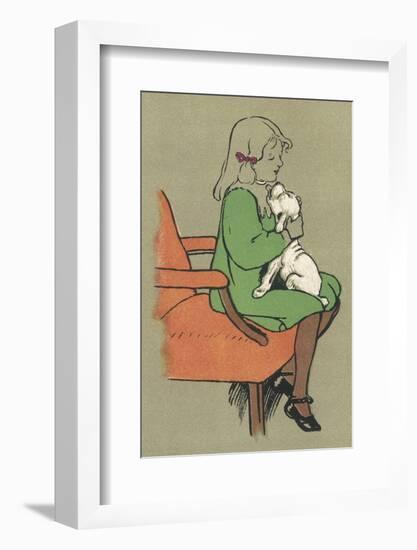 Little Girl is Licked Under the Chin by Her Affectionate White Puppy-Cecil Aldin-Framed Photographic Print