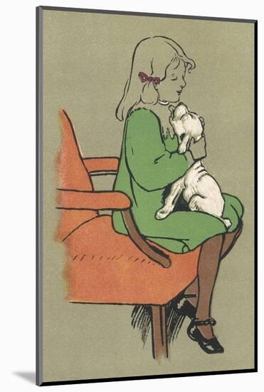 Little Girl is Licked Under the Chin by Her Affectionate White Puppy-Cecil Aldin-Mounted Photographic Print