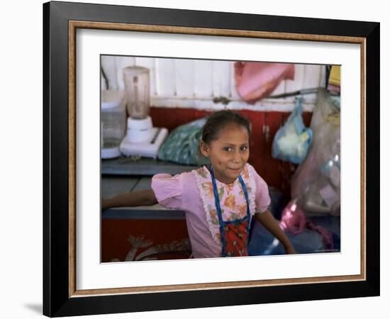 Little Girl, Milagro, Shows off Her Dimples, on Border with Honduras, Nicaragua, Central America-Aaron McCoy-Framed Photographic Print