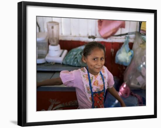Little Girl, Milagro, Shows off Her Dimples, on Border with Honduras, Nicaragua, Central America-Aaron McCoy-Framed Photographic Print