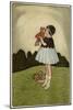 Little Girl on a Hillside with Her Doll-null-Mounted Art Print