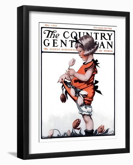 "Little Girl Playing with Flowers," Country Gentleman Cover, May 2, 1925-Sarah Stilwell Weber-Framed Giclee Print