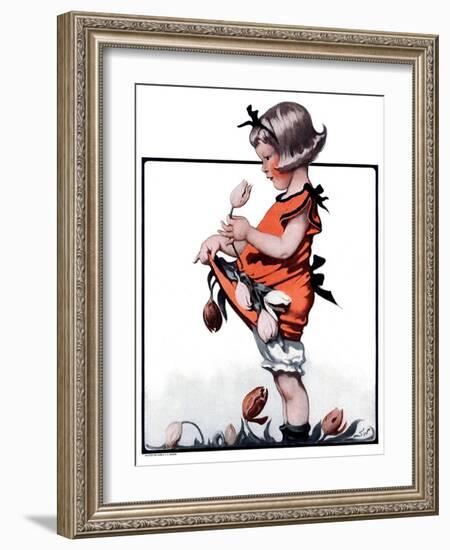 "Little Girl Playing with Flowers,"May 2, 1925-Sarah Stilwell Weber-Framed Giclee Print