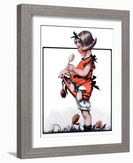 "Little Girl Playing with Flowers,"May 2, 1925-Sarah Stilwell Weber-Framed Giclee Print