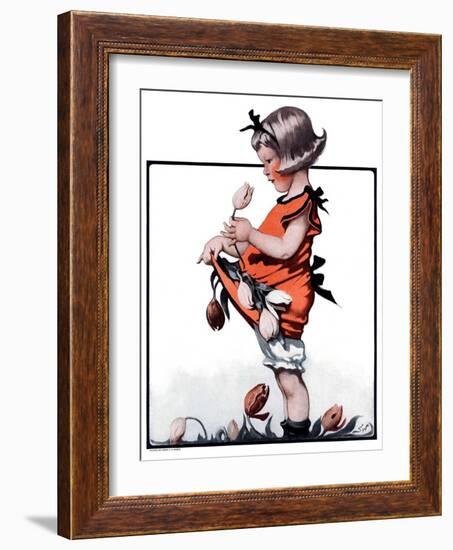 "Little Girl Playing with Flowers,"May 2, 1925-Sarah Stilwell Weber-Framed Giclee Print