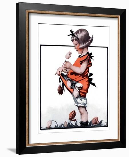 "Little Girl Playing with Flowers,"May 2, 1925-Sarah Stilwell Weber-Framed Giclee Print