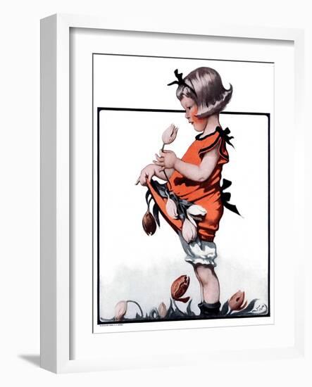 "Little Girl Playing with Flowers,"May 2, 1925-Sarah Stilwell Weber-Framed Giclee Print