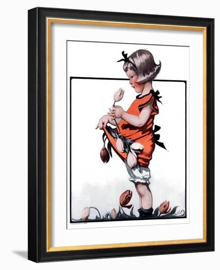"Little Girl Playing with Flowers,"May 2, 1925-Sarah Stilwell Weber-Framed Giclee Print