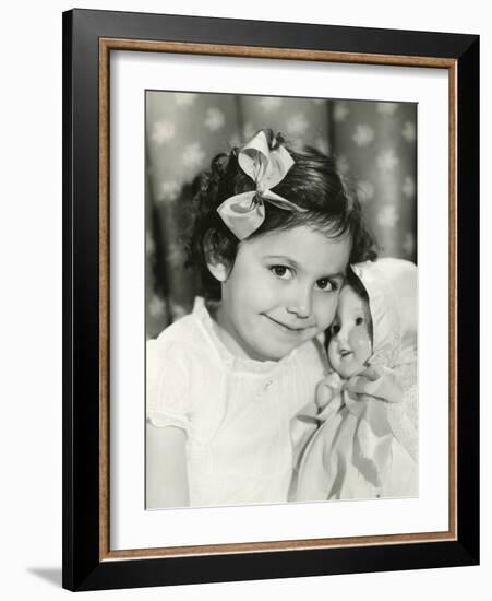 Little Girl Posing with Her Doll-null-Framed Photo