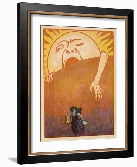 Little Girl Sets out to Find Her Seven Brothers and is Confronted by an Alarming Sunrise-Willy Planck-Framed Art Print