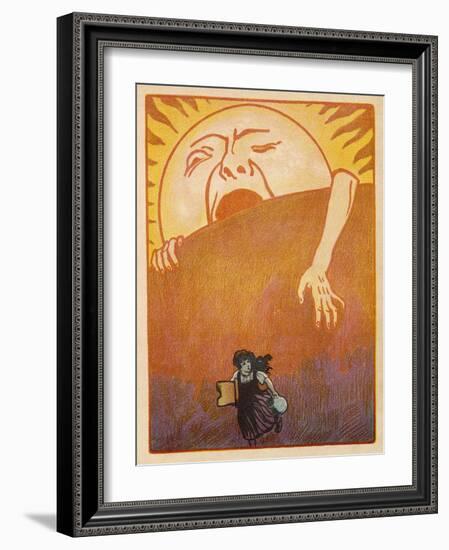 Little Girl Sets out to Find Her Seven Brothers and is Confronted by an Alarming Sunrise-Willy Planck-Framed Art Print