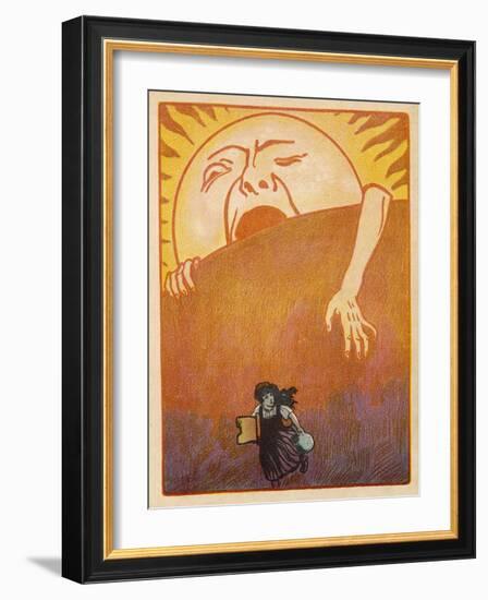 Little Girl Sets out to Find Her Seven Brothers and is Confronted by an Alarming Sunrise-Willy Planck-Framed Art Print