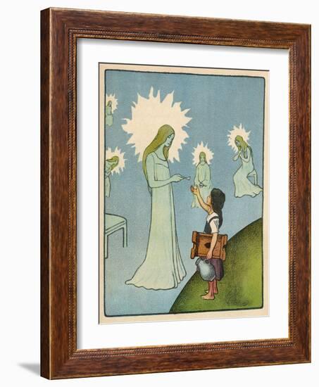 Little Girl Sets out to Find Her Seven Brothers and Receives Help from an Angelic Lady-Willy Planck-Framed Art Print