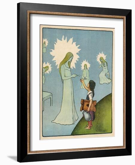 Little Girl Sets out to Find Her Seven Brothers and Receives Help from an Angelic Lady-Willy Planck-Framed Art Print