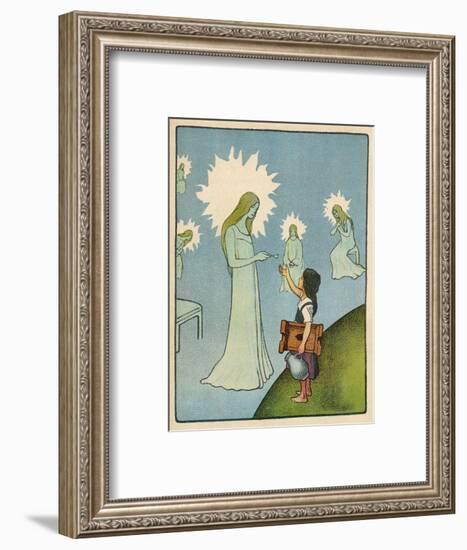 Little Girl Sets out to Find Her Seven Brothers and Receives Help from an Angelic Lady-Willy Planck-Framed Art Print