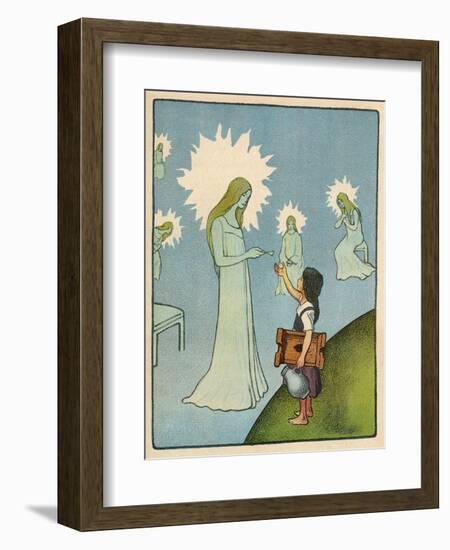 Little Girl Sets out to Find Her Seven Brothers and Receives Help from an Angelic Lady-Willy Planck-Framed Art Print